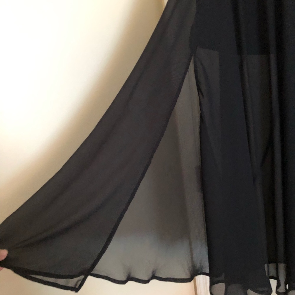 Y2k black sheer layered side slit maxi skirt witchy whimsigoth